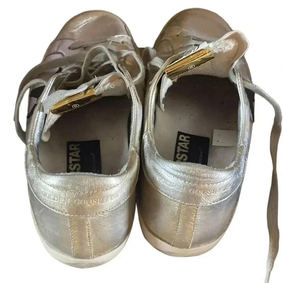 Golden Goose Superstar Silver W/Blue Star  Size 40 - Picture 2 of 5